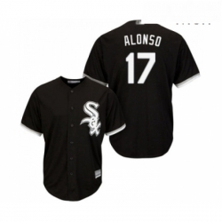 Mens Chicago White Sox 17 Yonder Alonso Replica Black Alternate Home Cool Base Baseball Jersey 
