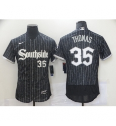 Men's Chicago White Sox #35 Frank Thomas Authentic Black Fashion Baseball Jersey