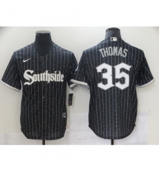 Men's Chicago White Sox #35 Frank Thomas Authentic Black Fashion Jersey