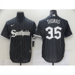 Men's Chicago White Sox #35 Frank Thomas Authentic Black Fashion Jersey