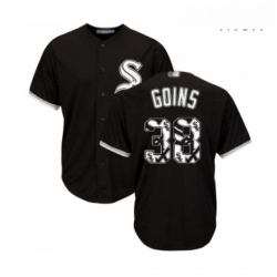 Mens Chicago White Sox 38 Ryan Goins Authentic Black Team Logo Fashion Cool Base Baseball Jersey 