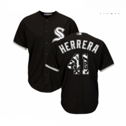 Mens Chicago White Sox 41 Kelvin Herrera Authentic Black Team Logo Fashion Cool Base Baseball Jersey 