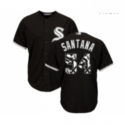 Mens Chicago White Sox 54 Ervin Santana Authentic Black Team Logo Fashion Cool Base Baseball Jersey 