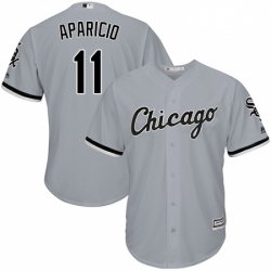 Mens Majestic Chicago White Sox 11 Luis Aparicio Grey Road Flex Base Authentic Collection MLB Jersey