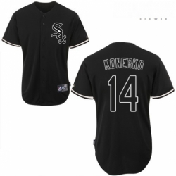 Mens Majestic Chicago White Sox 14 Paul Konerko Replica Black Fashion MLB Jersey