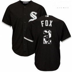 Mens Majestic Chicago White Sox 2 Nellie Fox Authentic Black Team Logo Fashion Cool Base MLB Jersey