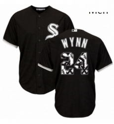 Mens Majestic Chicago White Sox 24 Early Wynn Authentic Black Team Logo Fashion Cool Base MLB Jersey