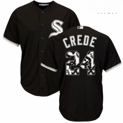 Mens Majestic Chicago White Sox 24 Joe Crede Authentic Black Team Logo Fashion Cool Base MLB Jersey