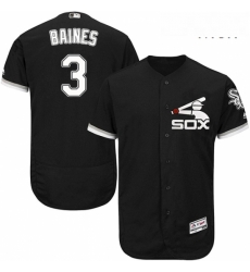 Mens Majestic Chicago White Sox 3 Harold Baines Authentic Black Alternate Home Cool Base MLB Jersey