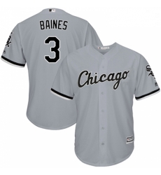 Mens Majestic Chicago White Sox 3 Harold Baines Grey Road Flex Base Authentic Collection MLB Jersey
