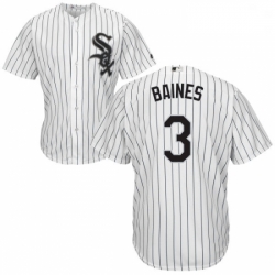Mens Majestic Chicago White Sox 3 Harold Baines White Home Flex Base Authentic Collection MLB Jersey