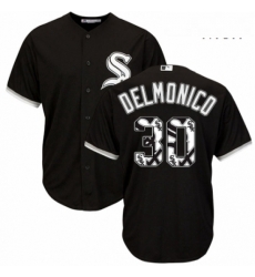 Mens Majestic Chicago White Sox 30 Nicky Delmonico Authentic Black Team Logo Fashion Cool Base MLB Jersey 