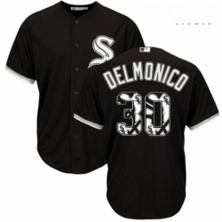 Mens Majestic Chicago White Sox 30 Nicky Delmonico Authentic Black Team Logo Fashion Cool Base MLB Jersey 