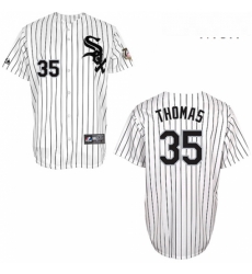 Mens Majestic Chicago White Sox 35 Frank Thomas Authentic White w75th Anniversary Commemorative Patch MLB Jersey