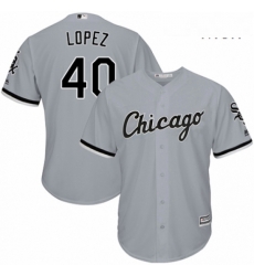 Mens Majestic Chicago White Sox 40 Reynaldo Lopez Replica Grey Road Cool Base MLB Jersey 