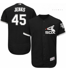 Mens Majestic Chicago White Sox 45 Bobby Jenks Authentic Black Alternate Home Cool Base MLB Jersey