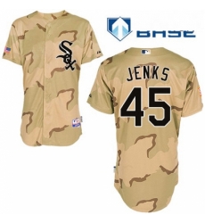 Mens Majestic Chicago White Sox 45 Bobby Jenks Replica Camouflage Cool Base MLB Jersey