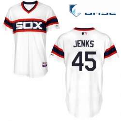 Mens Majestic Chicago White Sox 45 Bobby Jenks Replica White 2013 Alternate Home Cool Base MLB Jersey