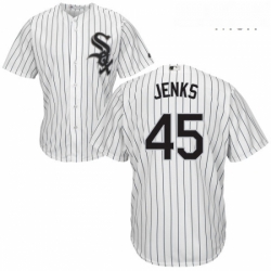 Mens Majestic Chicago White Sox 45 Bobby Jenks Replica White Home Cool Base MLB Jersey
