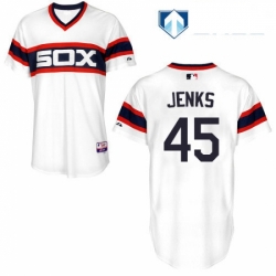 Mens Majestic Chicago White Sox 45 Bobby Jenks White Alternate Flex Base Authentic Collection MLB Jersey