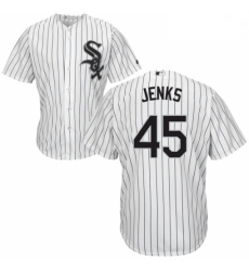 Mens Majestic Chicago White Sox 45 Bobby Jenks White Home Flex Base Authentic Collection MLB Jersey