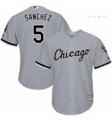 Mens Majestic Chicago White Sox 5 Yolmer Sanchez Replica Grey Road Cool Base MLB Jersey 