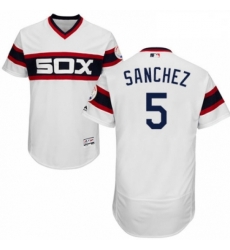 Mens Majestic Chicago White Sox 5 Yolmer Sanchez White Alternate Flex Base Authentic Collection MLB Jersey 