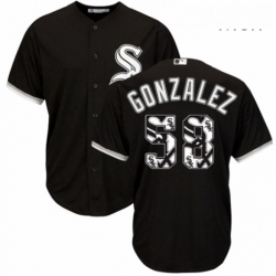 Mens Majestic Chicago White Sox 58 Miguel Gonzalez Authentic Black Team Logo Fashion Cool Base MLB Jersey 