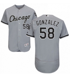 Mens Majestic Chicago White Sox 58 Miguel Gonzalez Grey Road Flex Base Authentic Collection MLB Jersey