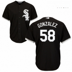 Mens Majestic Chicago White Sox 58 Miguel Gonzalez Replica Black Alternate Home Cool Base MLB Jersey 