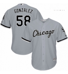 Mens Majestic Chicago White Sox 58 Miguel Gonzalez Replica Grey Road Cool Base MLB Jersey 