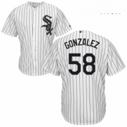 Mens Majestic Chicago White Sox 58 Miguel Gonzalez Replica White Home Cool Base MLB Jersey 