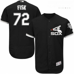 Mens Majestic Chicago White Sox 72 Carlton Fisk Authentic Black Alternate Home Cool Base MLB Jersey