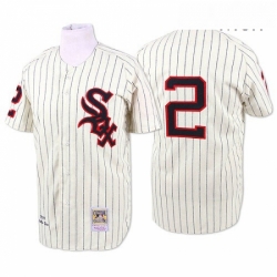 Mens Mitchell and Ness 1959 Chicago White Sox 2 Nellie Fox Authentic Cream Throwback MLB Jersey