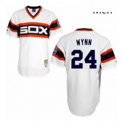 Mens Mitchell and Ness 1983 Chicago White Sox 24 Early Wynn Authentic White Throwback MLB Jersey