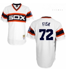 Mens Mitchell and Ness 1985 Chicago White Sox 72 Carlton Fisk Replica White Throwback MLB Jersey