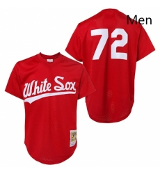 Mens Mitchell and Ness 1990 Chicago White Sox 72 Carlton Fisk Authentic Red Throwback MLB Jersey