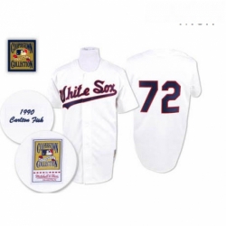 Mens Mitchell and Ness 1990 Chicago White Sox 72 Carlton Fisk Authentic White Throwback MLB Jersey