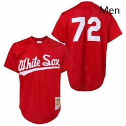 Mens Mitchell and Ness 1990 Chicago White Sox 72 Carlton Fisk Replica Red Throwback MLB Jersey
