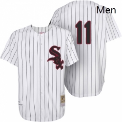 Mens Mitchell and Ness Chicago White Sox 11 Luis Aparicio Authentic White Throwback MLB Jersey