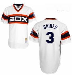 Mens Mitchell and Ness Chicago White Sox 3 Harold Baines Authentic White Throwback MLB Jersey
