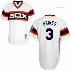Mens Mitchell and Ness Chicago White Sox 3 Harold Baines Replica White Throwback MLB Jersey