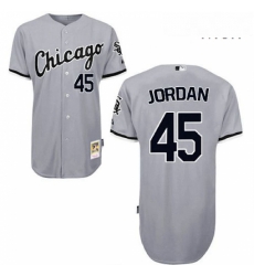 Mens Mitchell and Ness Chicago White Sox 45 Michael Jordan Authentic Grey Throwback MLB Jersey