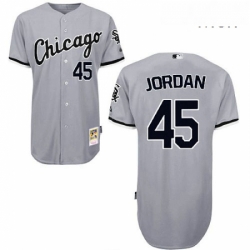 Mens Mitchell and Ness Chicago White Sox 45 Michael Jordan Authentic Grey Throwback MLB Jersey