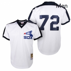Mens Mitchell and Ness Chicago White Sox 72 Carlton Fisk Authentic White Throwback MLB Jersey
