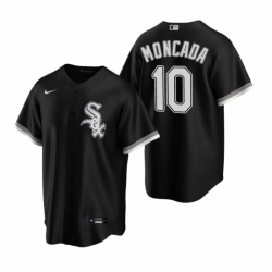 Mens Nike Chicago White Sox 10 Yoan Moncada Black Alternate Stitched Baseball Jersey