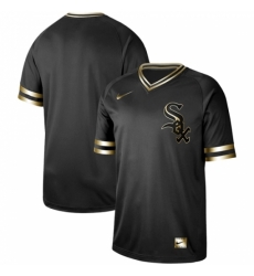 Mens Nike Chicago White Sox Blank Black Gold Authentic Stitched Baseball Jersey
