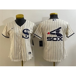 Women Chicago White Sox Cream Team Big Logo Stitched Jersey 03