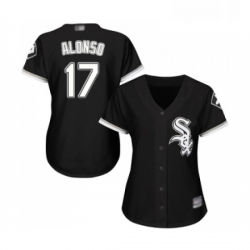 Womens Chicago White Sox 17 Yonder Alonso Replica Black Alternate Home Cool Base Baseball Jersey 