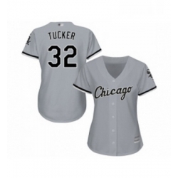 Womens Chicago White Sox 32 Preston Tucker Replica Grey Road Cool Base Baseball Jersey 
